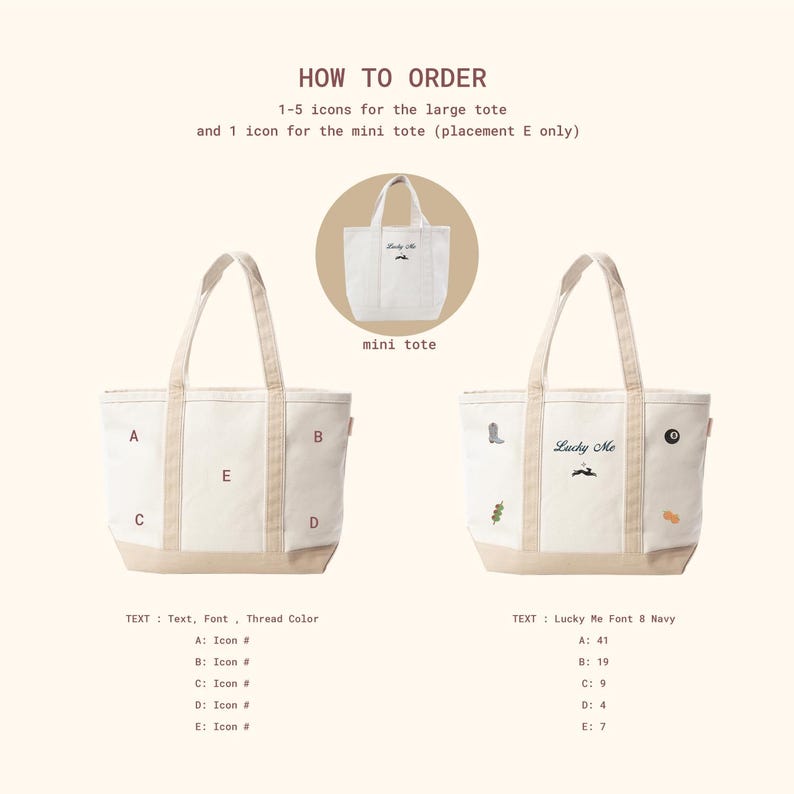 Personalized Icon Embroidered Canvas Tote - Embroidered Personalized Tote Bag - Custom Canvas image 2