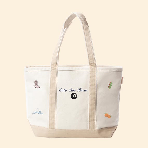 Personalized Icon Embroidered Canvas Tote - Embroidered Personalized Tote Bag - Custom Canvas
