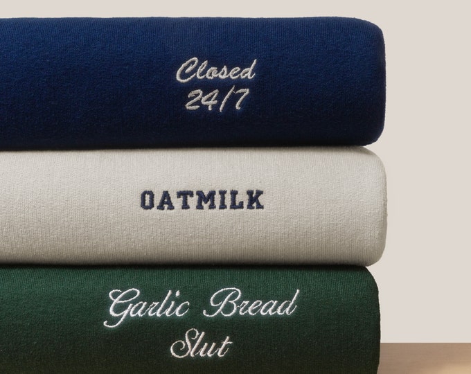 Custom Embroidered Sweatshirt - Left Pocket -Embroidery Sweater -Custom Text - Personalized Gift - Personalized Sweatshirt - Custom Logo
