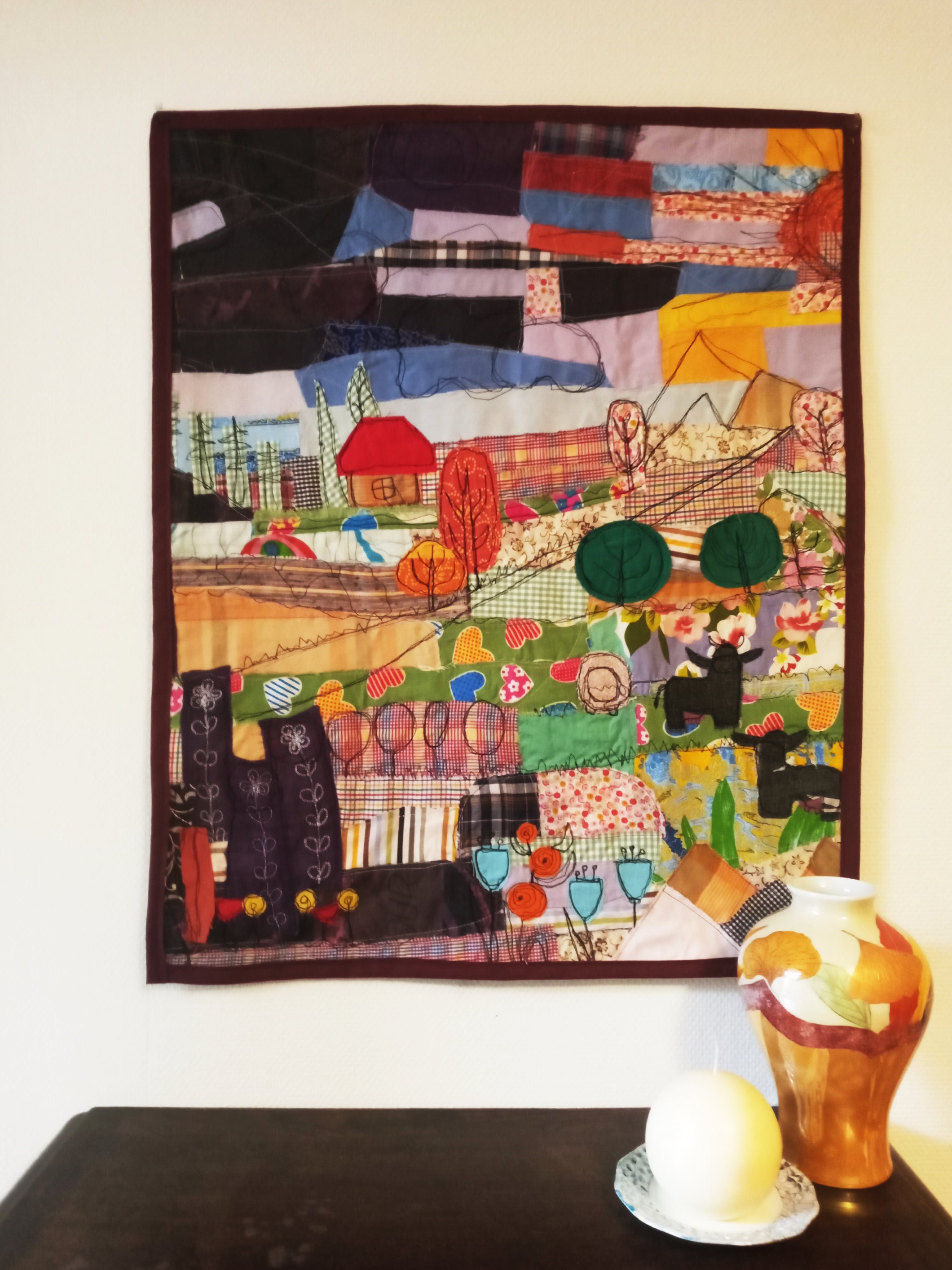 Tableau Paysage Au Tissu