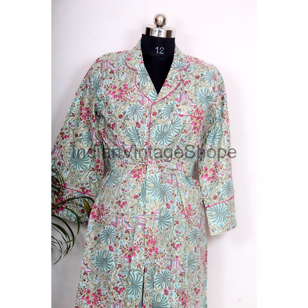 Chemises à fleurs, Robe imprimée bloc, Robe à manches longues pour femme, Minirobe avec ceinture, Chemises vintage, Chemises en pur coton pour fille