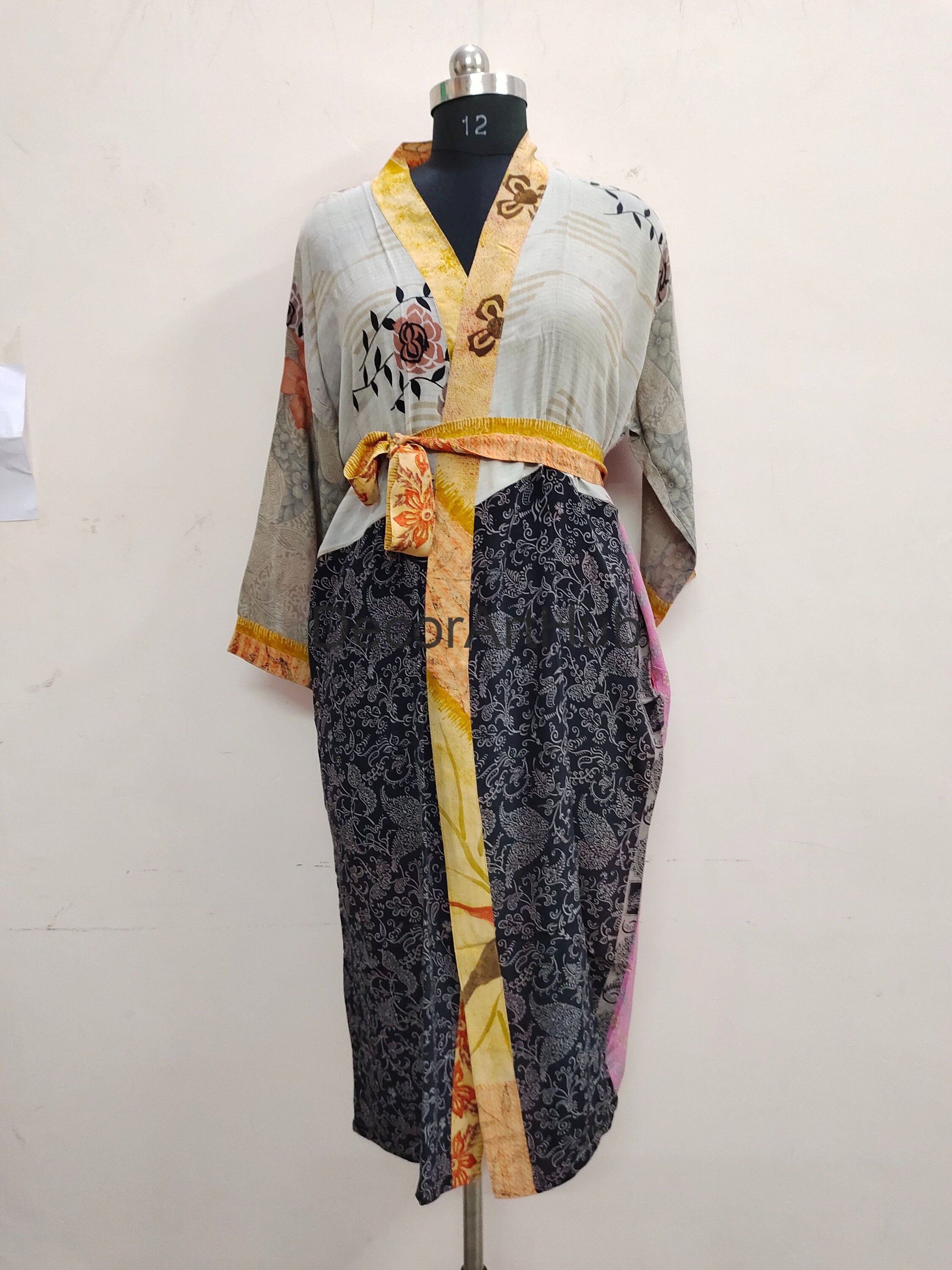 Robe kimono en soie longue kimono vintage peignoir fait à la Etsy