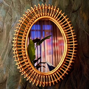 Bamboo & rattan mirror by Franco Albini, Italy 1960s