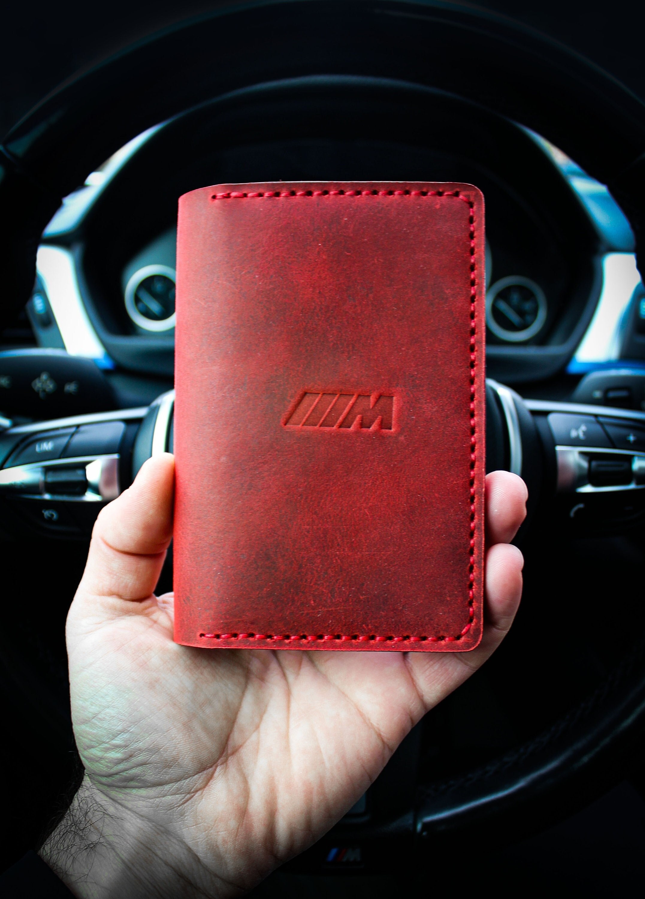 leather car registration holder