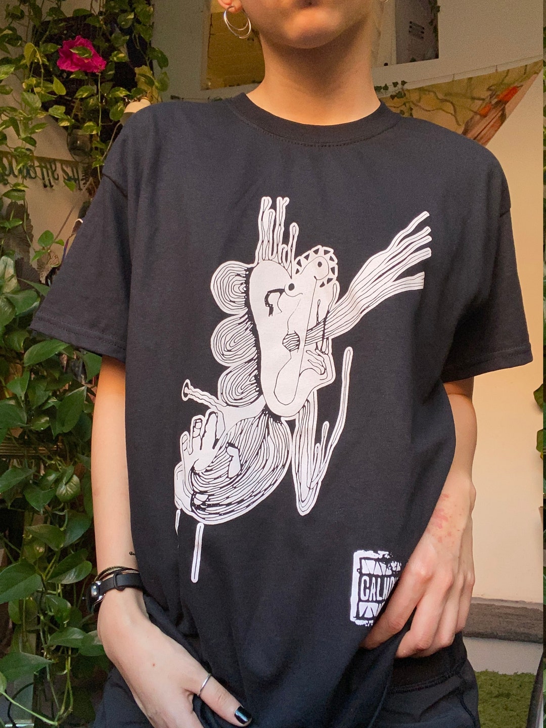 Abstract Designed Black Tee - Etsy