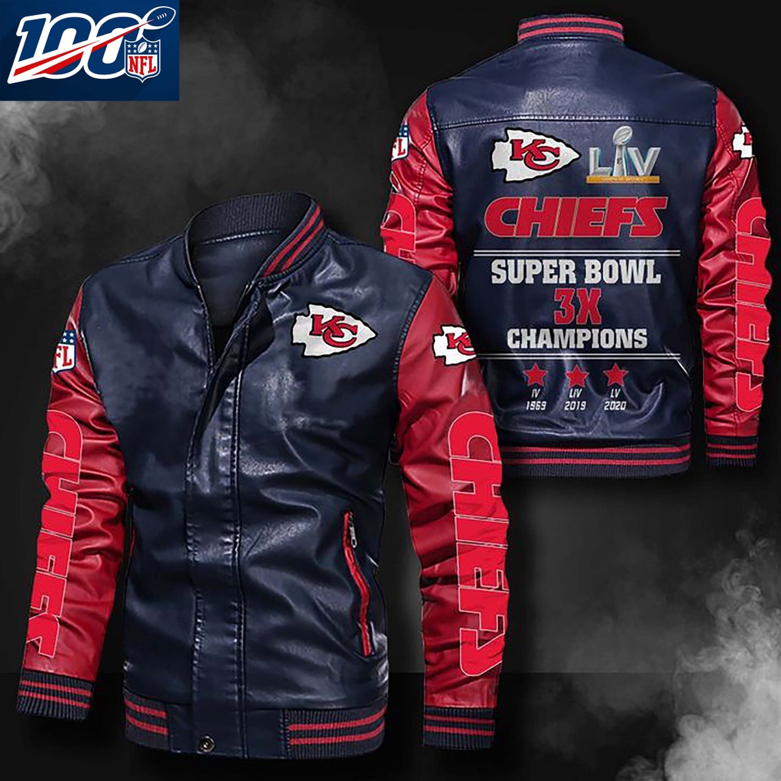Super Bowl Kansas City Chiefs NFL Leather Bomber Jacket | Etsy