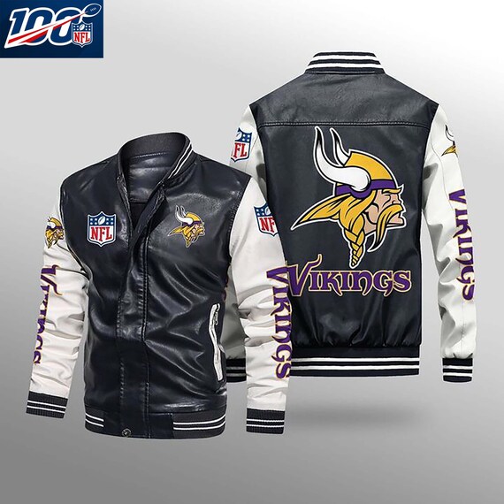 Super Bowl Minnesota Vikings NFL Leather Bomber Jacket Ravens | Etsy