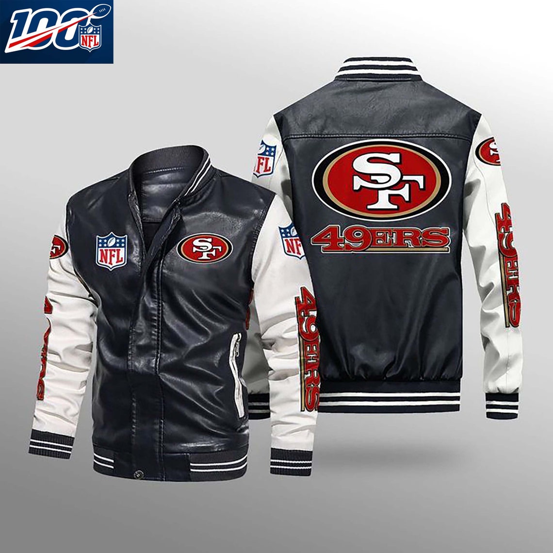 Super Bowl San Francisco 49ers NFL Leather Bomber Jacket Etsy