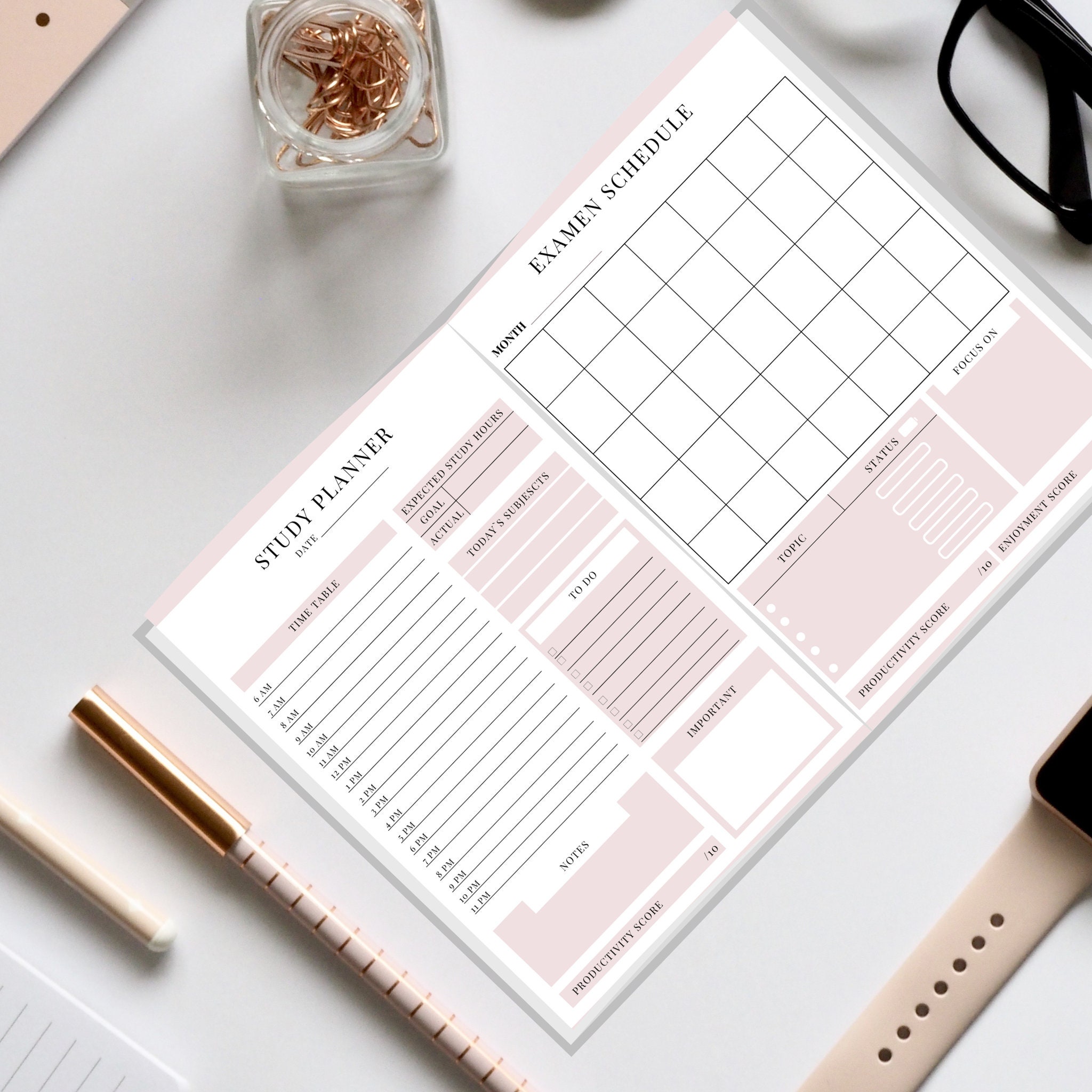 Study Planner Printable, Student Organizer, Study Journal, Daily Study ...