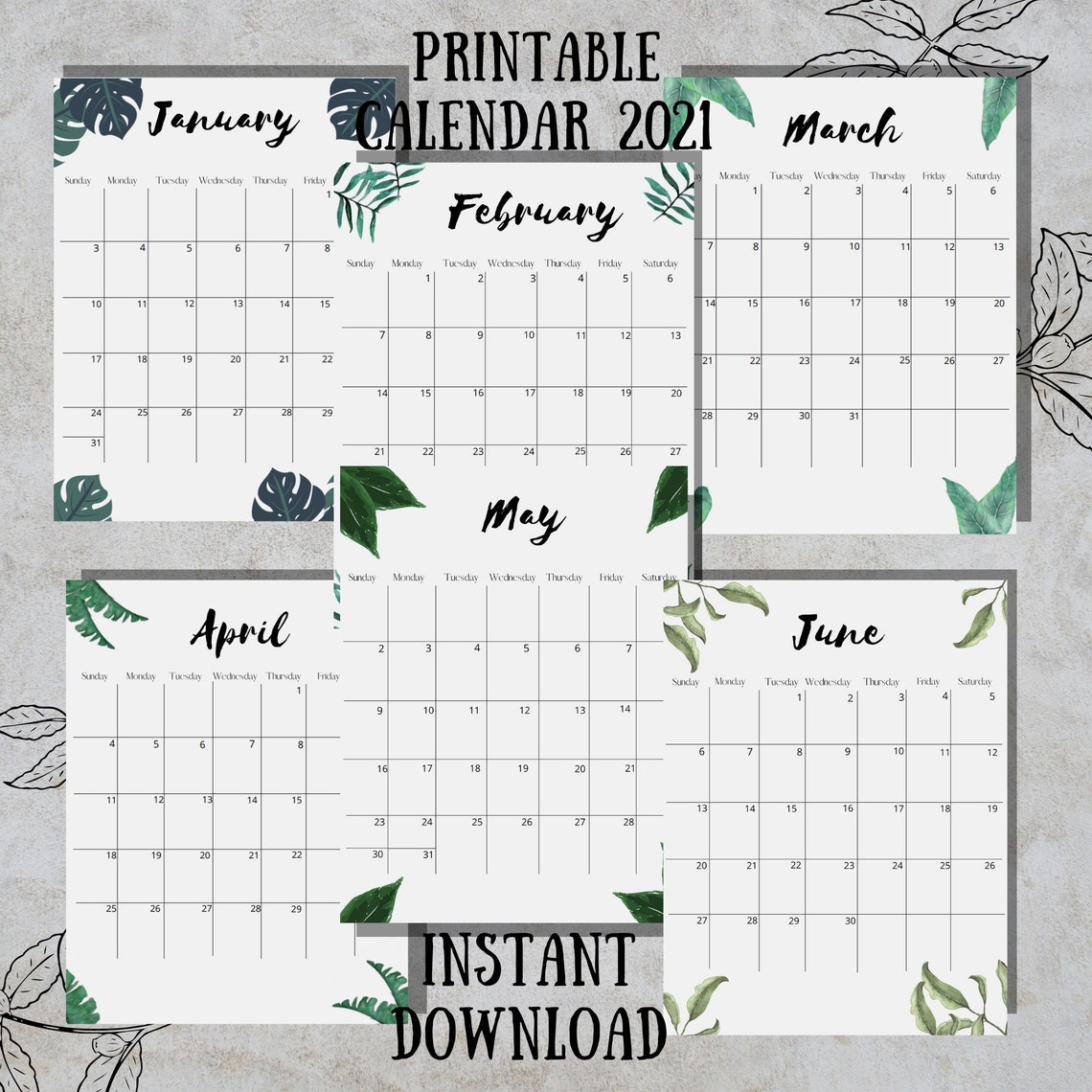 2021 Aesthetic CALENDAR 2021 Calendar Printable Desk | Etsy