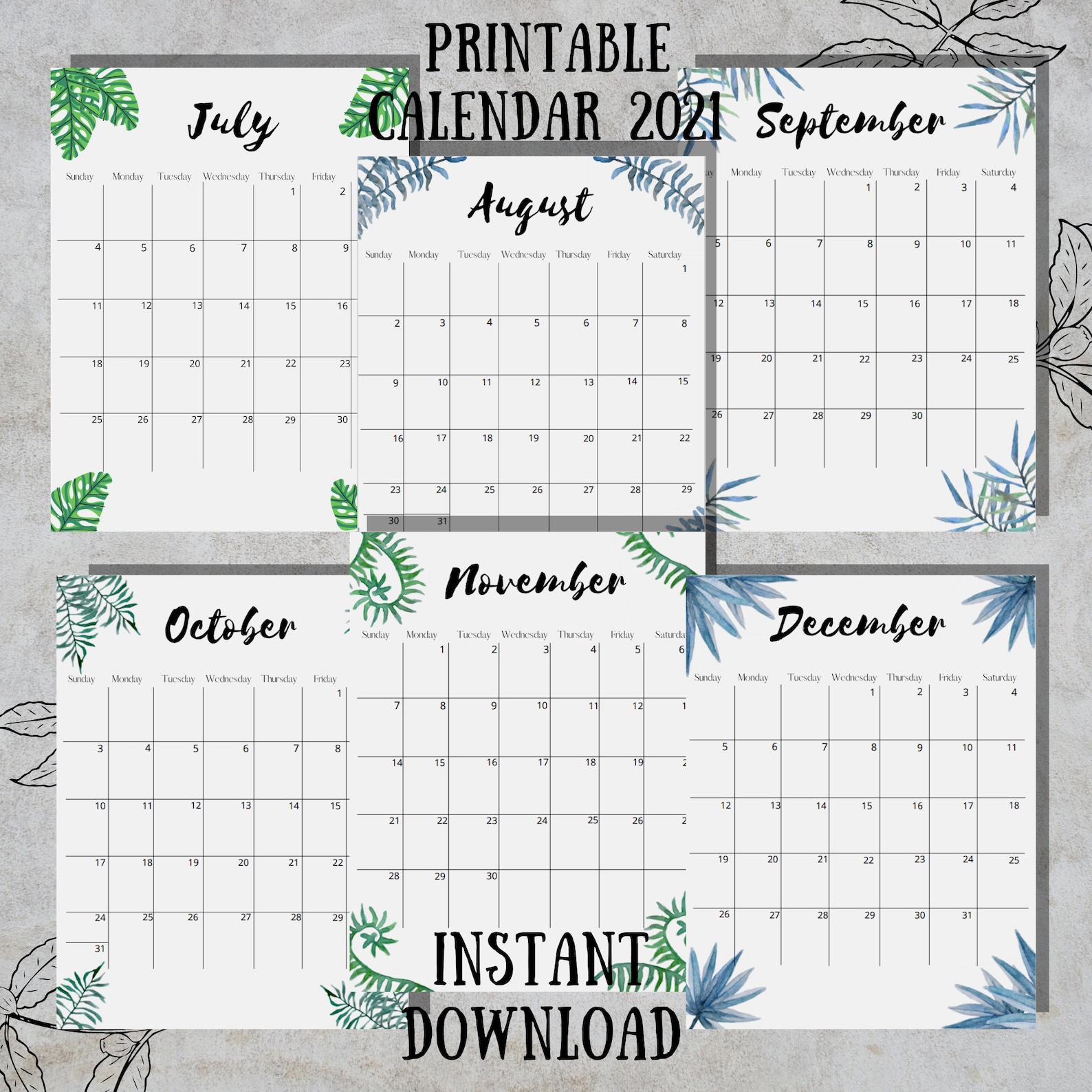 2021 aesthetic calendar 2021 calendar printable desk etsy