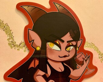 Wine, Dine and Divine - Dragon Girl Glitter Sticker