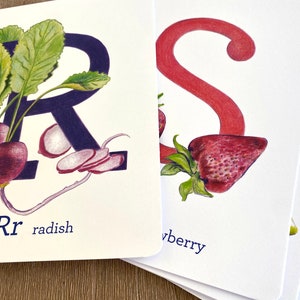 Handgezeichnetes Veggie / Obst ALPHABET Karten-Set