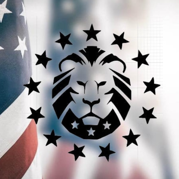 Patriot Lion Head Patriotic Vinyl Decal | 1776 | Car Decal | Laptop Decal | Yeti Decal | Car/Truck Accessory | USA | Made in the USA