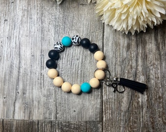 Bracelet en perles de silicone, porte-clés personnalisé