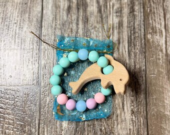 Personalized Silicone Baby Rattle | Montessori Sensory Ring