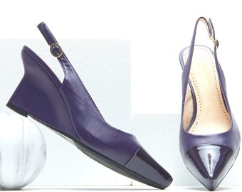 Purple Heels, Comfort & Style Heels, Womens Leather Shoes, Womens Wedge Heels, Stylish Womens Work Shoes, Occasion Shoes, Mother Of Bride