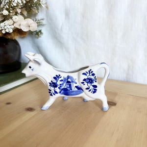 Hand Painted, Delfts Blue Cow Creamer, Blue and White, Cottagecore, Farmhouse Decor