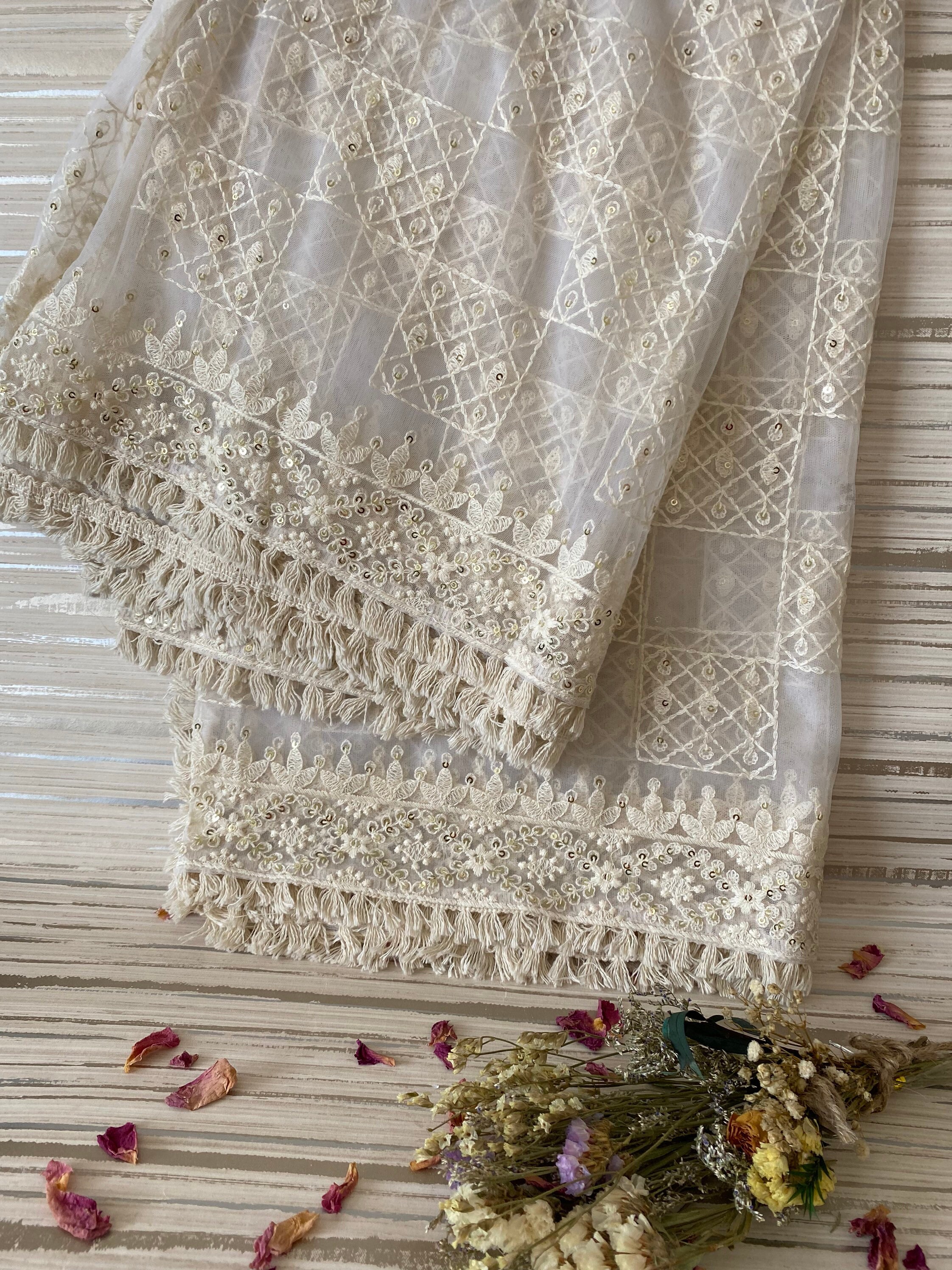 Bridal Nikkah Veil Duppata IVORY Creamfor herPakistani | Etsy