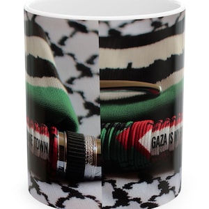 Gaza Is My Hometown Palestinian Keffiyeh Coffee Mug, Support Palestine Political Justice Activist, Palestine Gift, Free Palestine Kufiya Mug