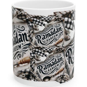 Ramadan Kareem  Coffee Mug, Support Palestine Gaza Keffiyeh, Kufiya, Ceramic Cup, Gift For Iftar Gatherings, Palestinian Arts Islamic Gift
