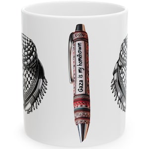 Gaza Is My Home Town ,Palestinian Keffiyeh Mug, Palestine Gift, Ceasefire Now Political Activist Cup, Palestinian Flag Coffee Mug, Hatta Mug