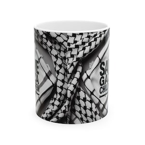 Palestine Keffiyeh Ceramic Mug, Middle East Arabic Islamic Activist Mug Ceasefire Coffee Cup, Save Gaza, Arab Falasteen Kufiya Islamic Arab