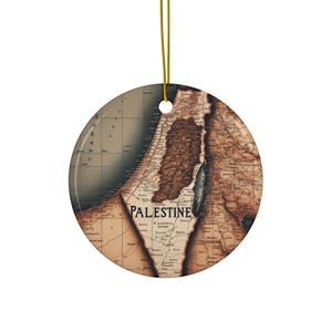 Palestine Map 1930s Ceramic Ornament, Free Palestine Gift for Solidarity, Palestine Flag Support Palestine Save Gaza Gift For Palestinians.