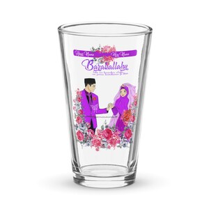 Nikkah/Wedding Gift-Anniversary Personalized Muslim Couple Muslim Wedding Gift Muslim Couple Gift Islamic Wedding Shaker Pint Glass Islamic