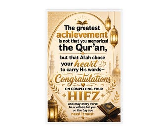 Hifz Congratulations Acrylic Sign with Wooden Stand | Quran Memorization Plaque-Gift For Hafiz Of Quran.