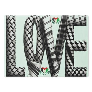 Glass Cutting Board, Artistic Charcuterie Love Keffiyeh Palestinian Mother&#39;s Day Save Gaza Activist, Islamic Kitchen Arabic Palestinians