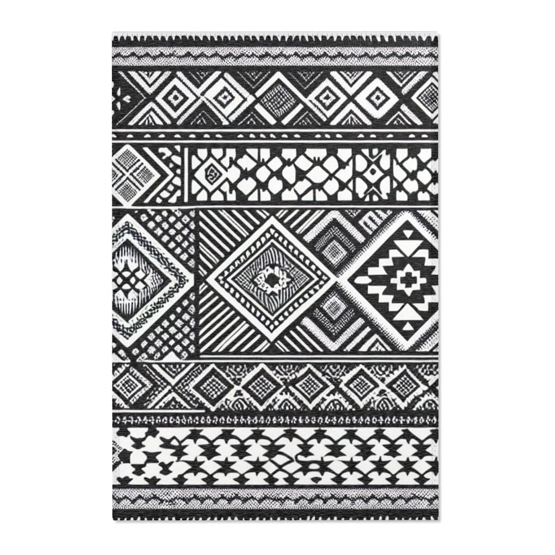 Palestinian Rug Texture Boho Keffiyeh Area Rug, Ethnic Islamic Palestinian Handcrafted Mat ...