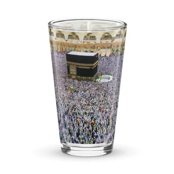 Kaaba Themed Shaker Pint Glass Islamic Hajji Umrah Gifts For Her Muslim Home Decor Birthday Housewarm Gift For Muslim Husband Wife Umrah Gif