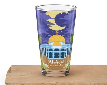 Masjid Al-Aqsa Shaker Pint Glass  Al aqsa Mosque Muslim Home Decor gifts Alaqsa mosque Jerusalem Shaker Glass  Islamic Gift Housewarming