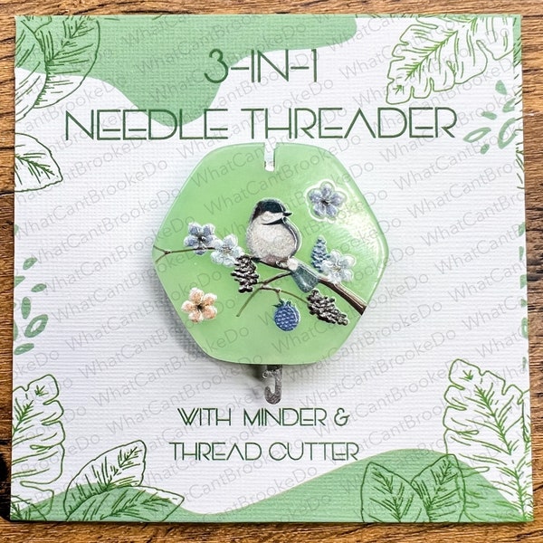 3-in-1 Needle Threader with Minder and Thread Cutter - Beautiful Bird Sewing Tools - Hand Embroidery, Sewing, Cross Stitch -Single Item