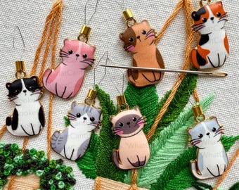 Cat Needle Threader with Option to Make Into Magnetic Threader Minder - Embroidery, Sewing, Cross-stitch, Needlepoint - Single Item