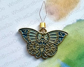 Blue Butterfly Needle Threader - Single Item - with Option to Make Into Threader Minder For Hand Embroidery, Sewing, Cross-stitch