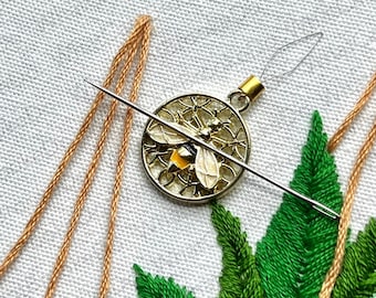 Queen Bee Needle Threader with Option to Make Magnetic Threader Minder For Hand Embroidery, Sewing, Cross-stitch, Needlepoint - Single Item