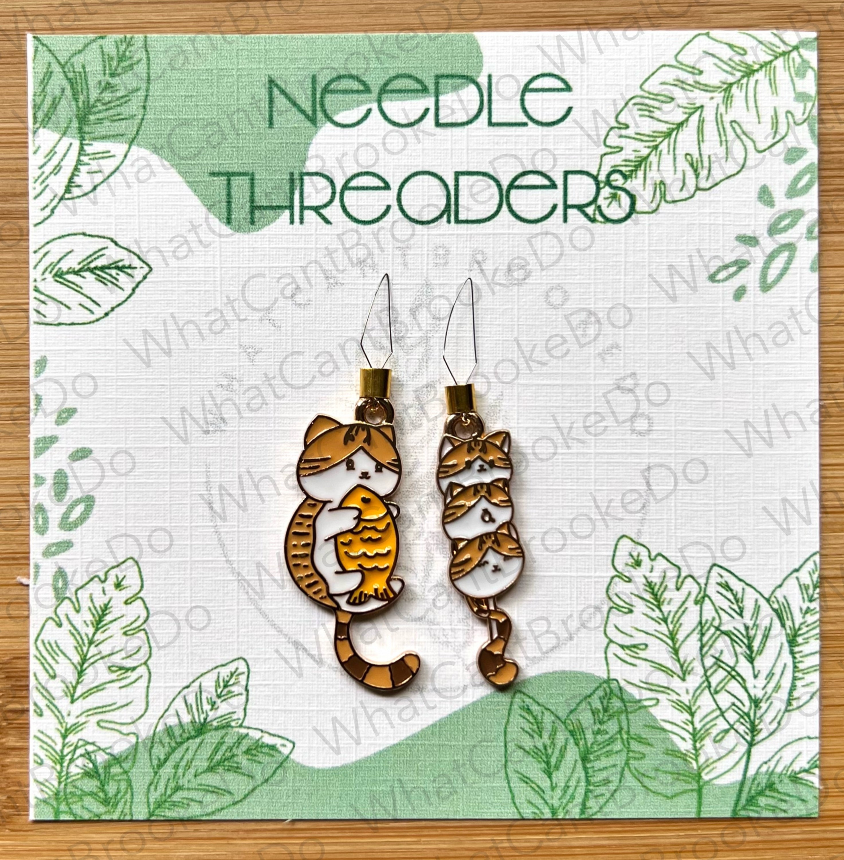 Orange Cat Needle Threaders with Option to Make Into Magnetic Threader Minder - Embroidery, Sewing, Cross-stitch - Set of 2 - Fish