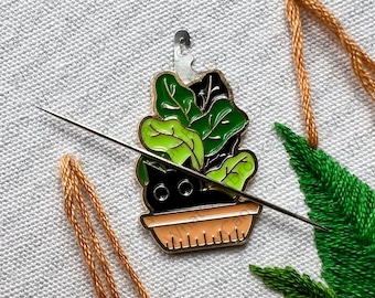 Cat Plant Tapestry Needle Threader with Option to Make Into Magnetic Threader Minder - Embroidery, Sewing, Cross Stitch -Single Item