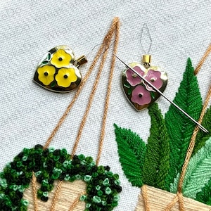 Heart Flower Needle Threaders - Single Item - Option to Make Into Threader Minder For Hand Embroidery, Sewing, Cross-stitch - Sewing Notions