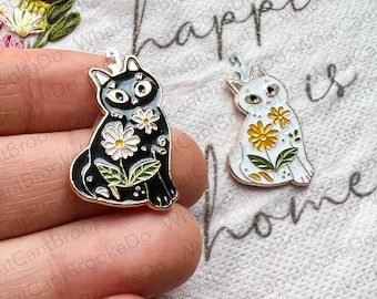 Flower Garden Cat Tapestry Needle Threader with Option to Make Into Magnetic Threader Minder - Embroidery, Sewing, Cross Stitch -Single Item