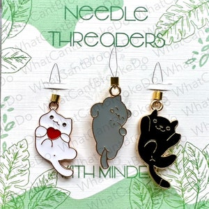 Enhebrador de agujas de gato con opción de convertirse en enhebrador magnético para bordado a mano, costura, punto de cruz - Artículo único - Nociones lindas