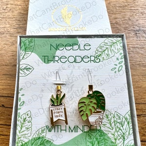 Plant Needle Threaders with Option to Make Into Magnetic Threader Minder  Hand Embroidery, Sewing, Cross stitch - Gift Set of 2 - Monstera