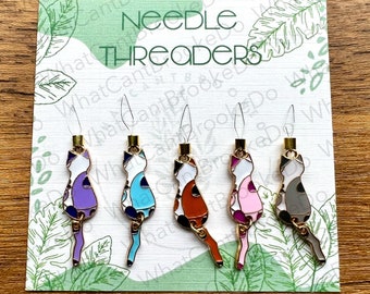 Cat Needle Threader With Moveable Tail  -Single Item- Option to Make it a Magnetic Threader Minder for Hand Embroidery, Sewing, Cross-stitch