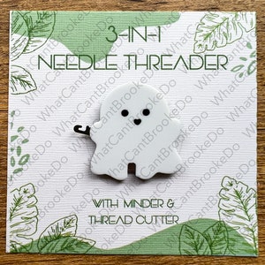 3-in-1 Needle Threader with Minder and Thread Cutter - Spooky Ghost Sewing Tools - Hand Embroidery, Sewing, Cross Stitch -Single Item