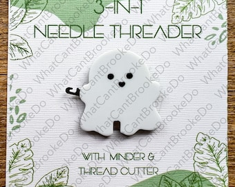 3-in-1 Needle Threader with Minder and Thread Cutter - Spooky Ghost Sewing Tools - Hand Embroidery, Sewing, Cross Stitch -Single Item