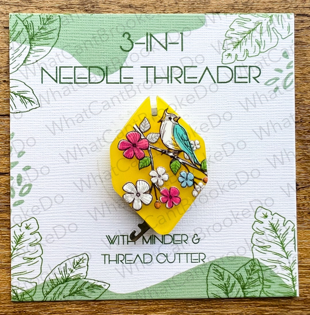 3-in-1 Needle Threader With Minder and Thread Cutter - Beautiful Bird ...