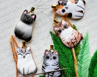 Happy Cat Needle Threader with Option to Make Into Magnetic Threader Minder For Embroidery, Sewing, Cross-stitch, Needlepoint - Single Item