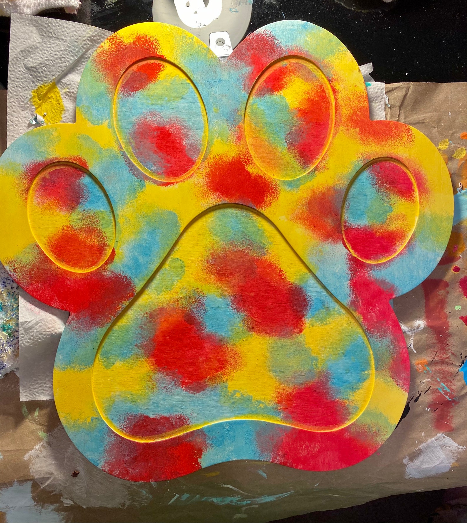 Hand painted paw print wall art Etsy
